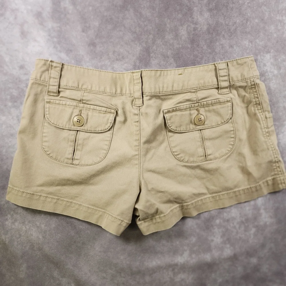 Y2K Messimo Micro Grunge Womens Shorts Size 11 Khaki Tan Cotton Stretch Fit 6